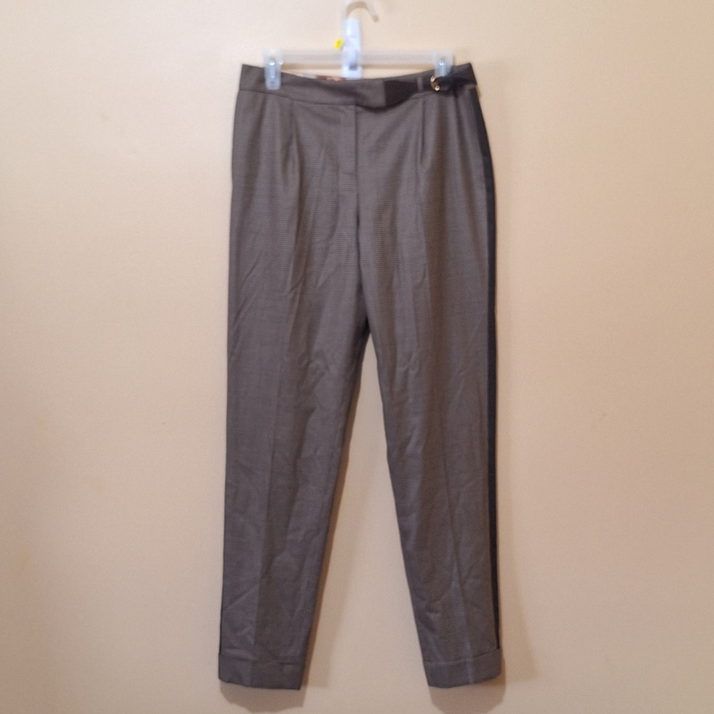 Ted Baker Houndstooth Brown Wool Blend Pants